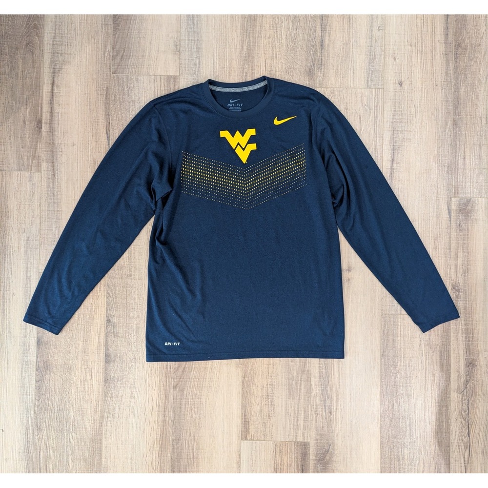 Nike Dri-FIT West Virginia Mountaineers Long Sleeve Shirt Mens M Blue NCAA WVU